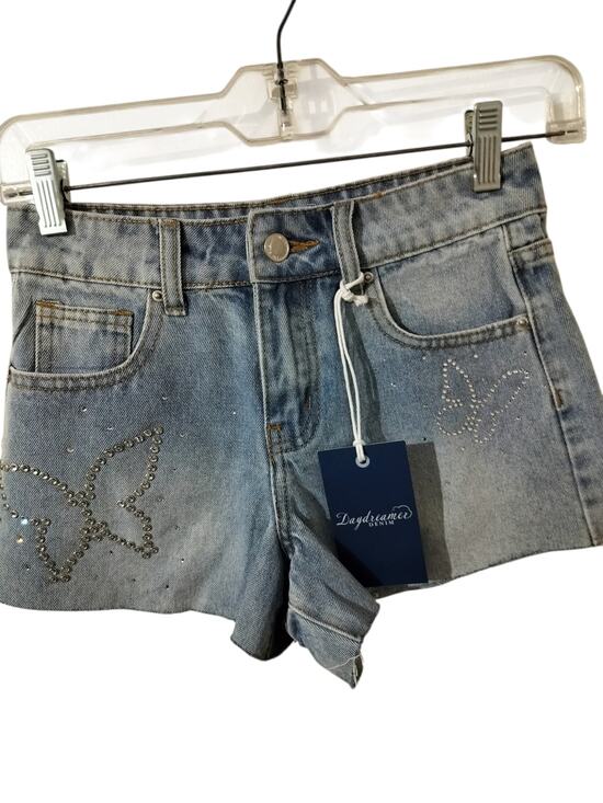 Daydreamer Pants - 6014)Daydreamer Lightwash Denim Butterfly Rhinestone Jean Shorts Sz 00-23 Waist